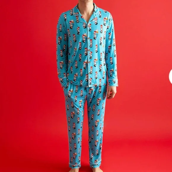 Posh Peanut Turquoise Cat in The HatPajama Set